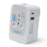 Universal travel adapter with 1 USB-A & 1 USB-C – 3 in 1 travel adapter – CE & FCC certified - UP-10KU