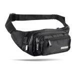 Waist bag for travel - 4 different size pockets - Water resistant and RFID safe - Black - WB-4B