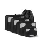 Travel organizer for luggage - Set of 5 cubes - water-resistant fabric - Black - TO-5B