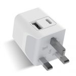 India to UK, UAE travel adapter – Type G – 1 USB-A & 1 USB-C – 3 in 1 Plug – CE & RoHS certified - CTUD-7