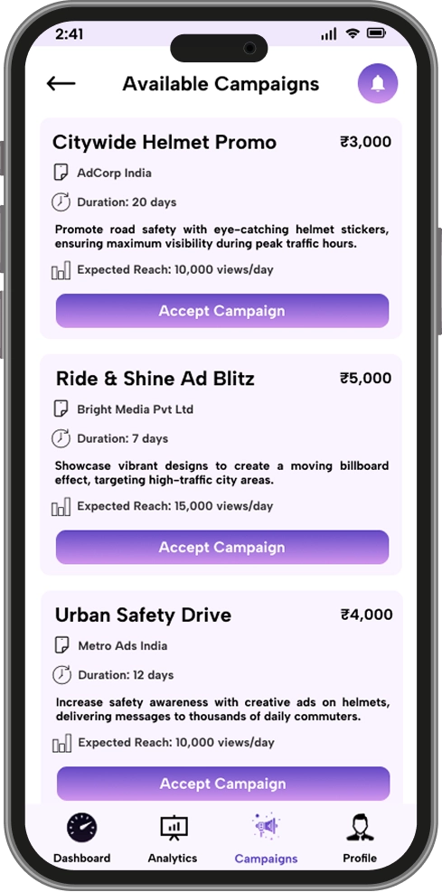 Operator Avaiable Campaigns