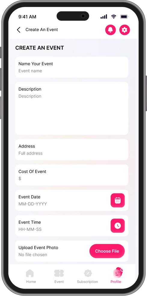 Create-New-Event-Screen