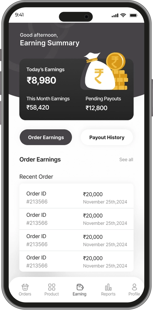 Earning Screen