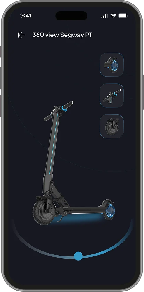 360 views screen escooter app