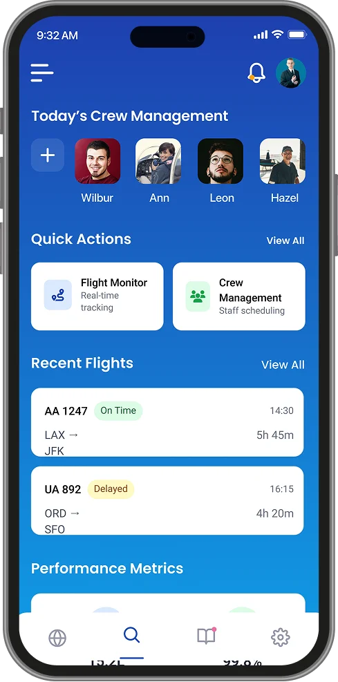Home Screen Aviation app