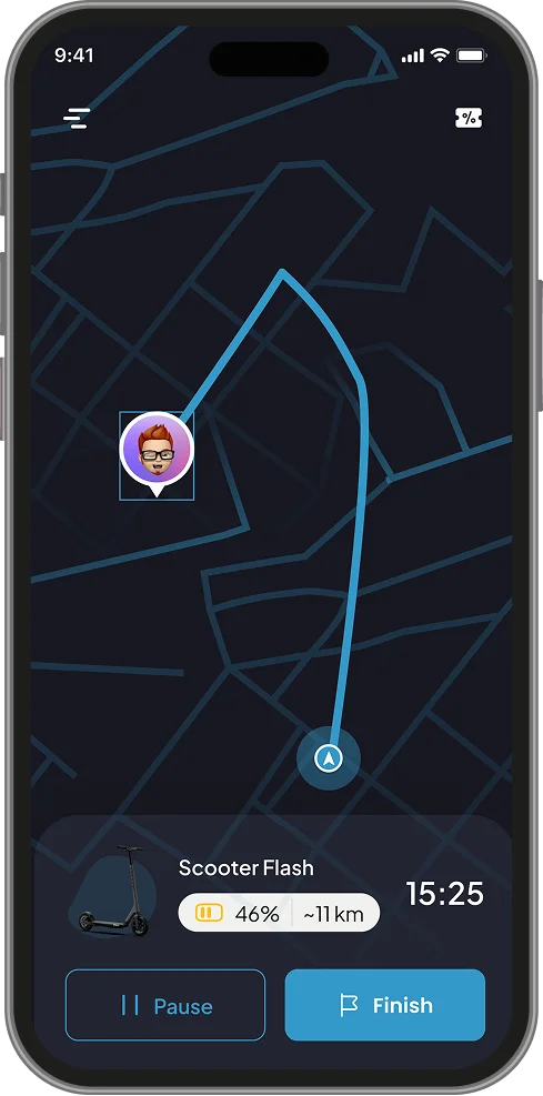 Ride end screen escooter-app