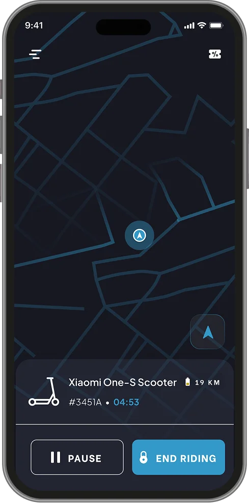 Ride in progress escooter-app