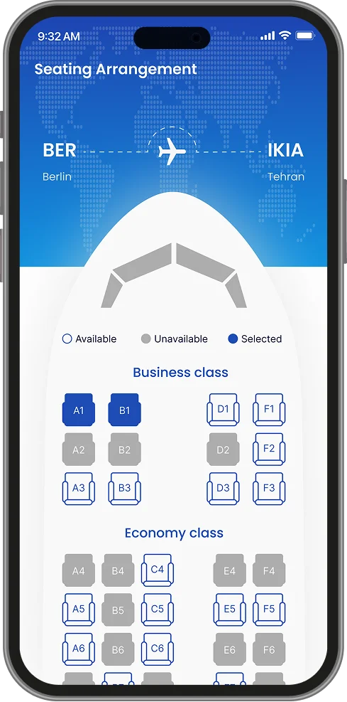 Seating Arrangement Aviation app