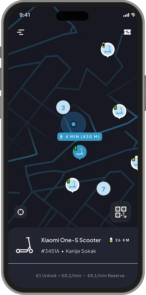 Vehicle Selected Screen escooter